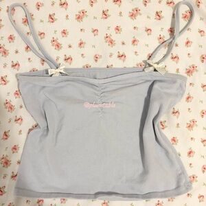 Brandy Melville Light Blue Bow Strap Top